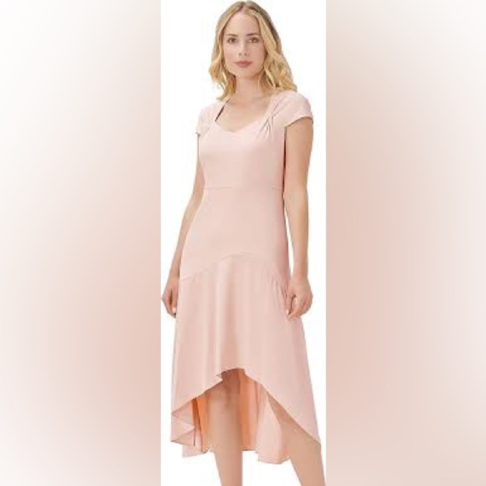 NWT - Adrianna Papell Divine Crepe Hugh Low Dress in Joyful Blush